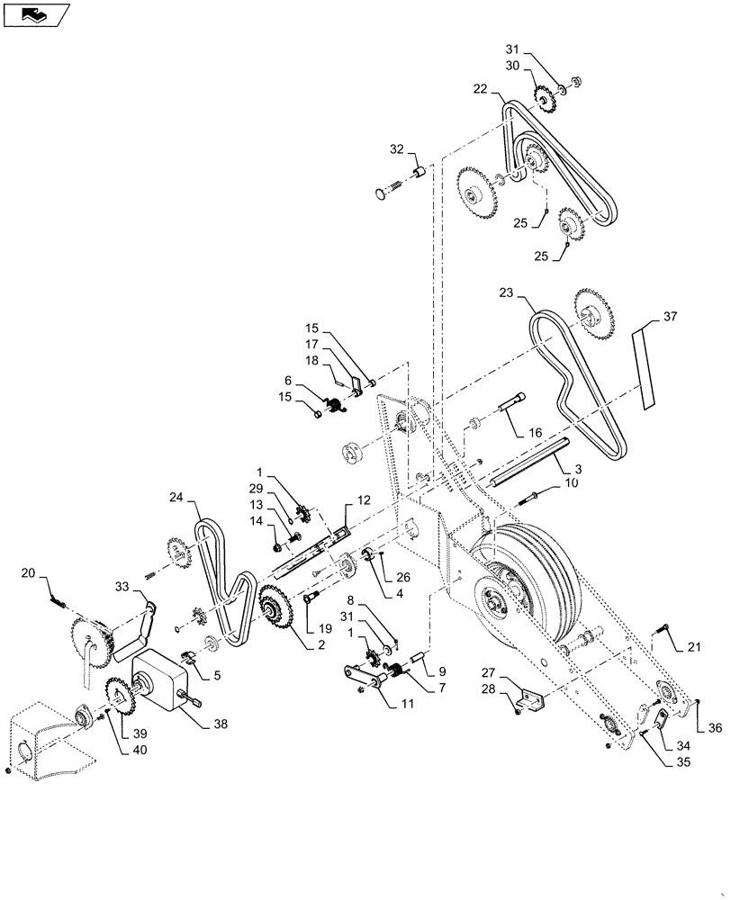 Схема запчастей Case IH 1255 - (61.901.AA[03]) - TRANSMISSION MECHANICAL DRIVE FOR 24 ROW CONTINUED (61) - METERING SYSTEM