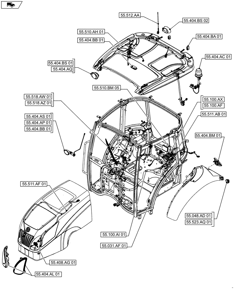 Схема запчастей Case IH FARMALL 115U - (00.000.55[03]) - PICTORIAL INDEX - ELECTRICAL SYSTEMS (00) - GENERAL & PICTORIAL INDEX