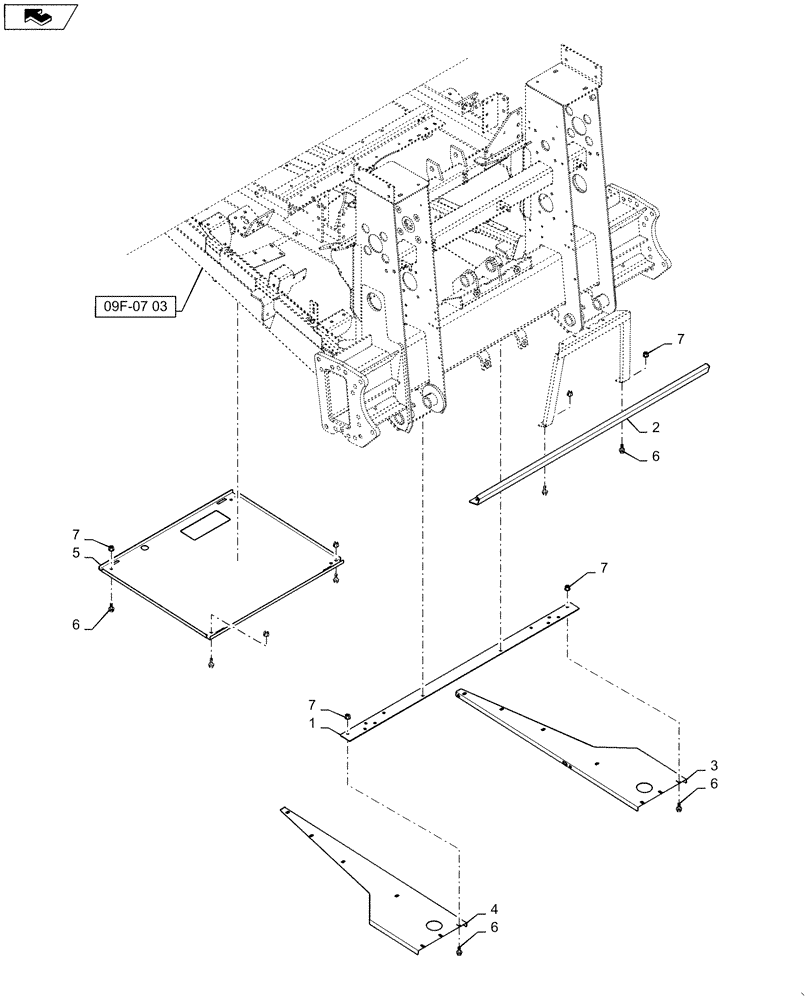 Схема запчастей Case IH 620 - (09F-07[1]) - PLANT TUNNEL, GUIDE ASSEMBLY (12) - CHASSIS