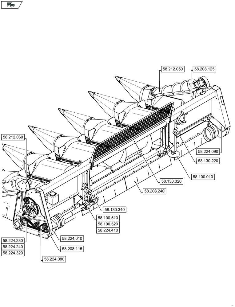 Схема запчастей Case IH 2606XR - (58.000.00[04]) - SECTION INDEX - ATTACHMENTS/HEADERS (58) - ATTACHMENTS/HEADERS