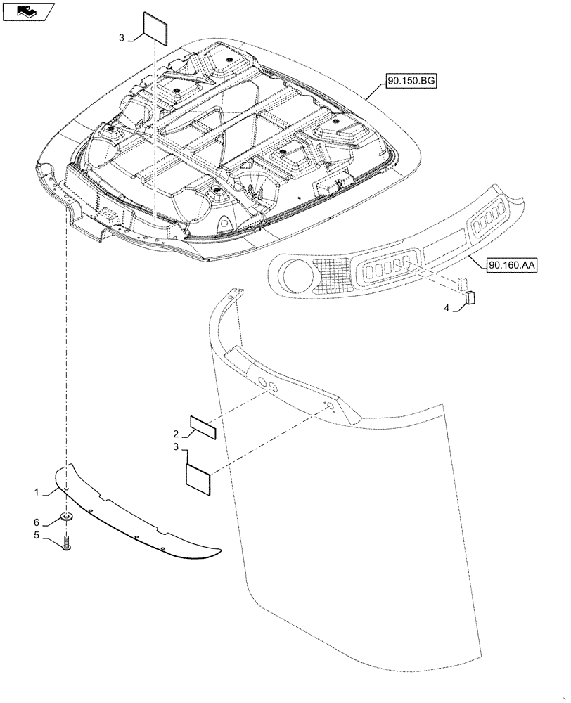 Схема запчастей Case IH WD1903 - (55.518.AZ[02]) - WINDSHIELD WIPER, WITHOUT (55) - ELECTRICAL SYSTEMS