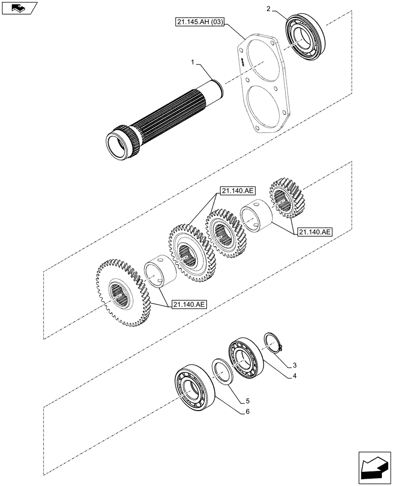 Схема запчастей Case IH FARMALL 115C - (21.145.AA[03]) - VAR - 744762, 744763 - TRANSMISSION, DRIVE SHAFT (21) - TRANSMISSION