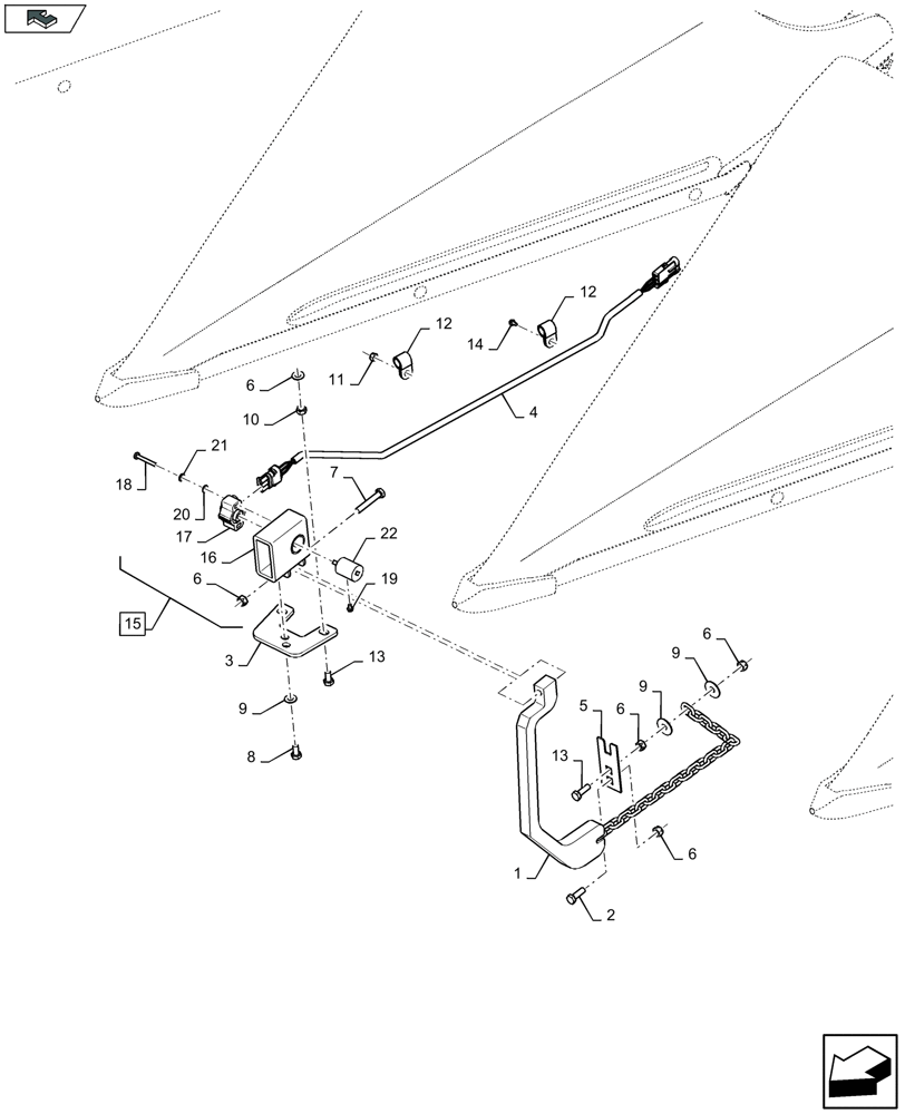 Схема запчастей Case IH 2612XR - (55.662.030) - AUTOFLOAT SENSOR, CENTER (55) - ELECTRICAL SYSTEMS