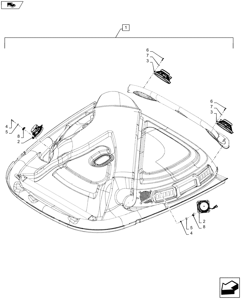 Схема запчастей Case IH WD2303 - (88.100.90[03]) - DIA KIT, ADDITIONAL PRODUCTS, SPEAKER, DELUXE (88) - ACCESSORIES