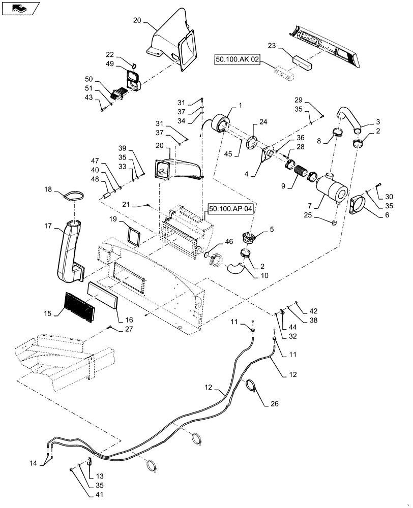 Схема запчастей Case IH WD1903 - (50.100.AP[04]) - HEATING SYSTEM, DELUXE (50) - CAB CLIMATE CONTROL