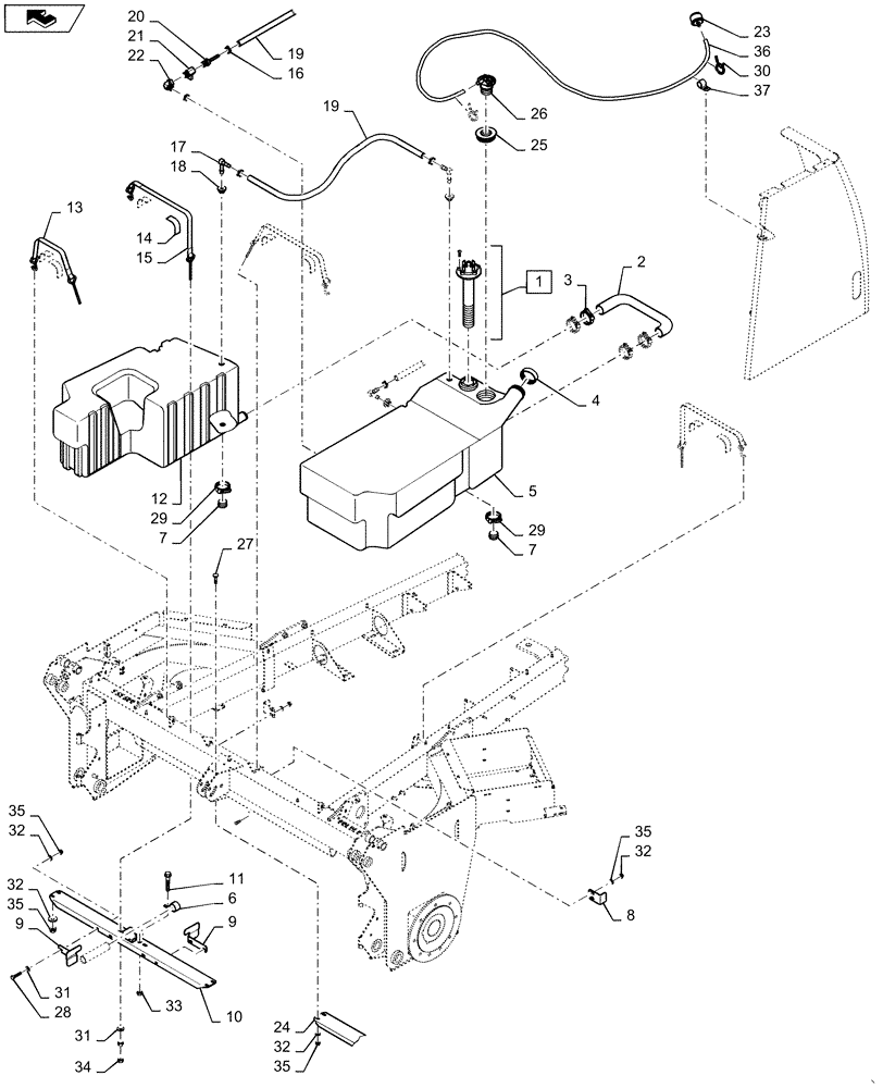 Схема запчастей Case IH WD2303 - (10.216.AI) - FUEL TANK AND LINES (10) - ENGINE