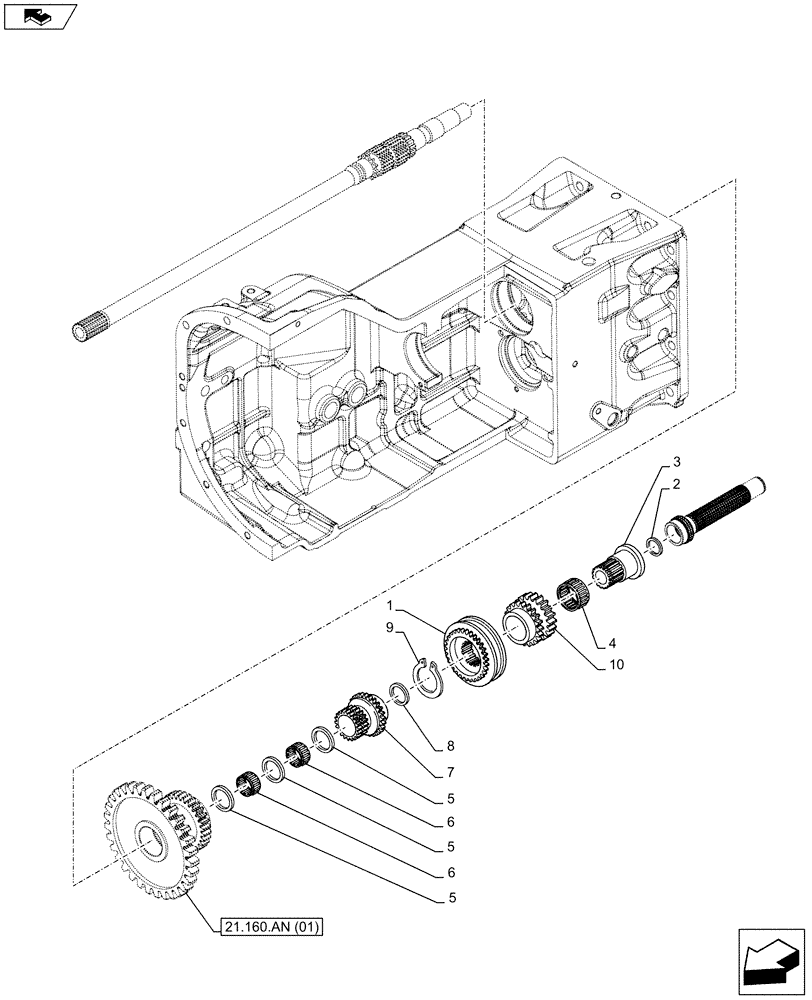 Схема запчастей Case IH FARMALL 85C - (21.162.AJ[02]) - VAR - 744761 - TRANSMISSION, REVERSER (21) - TRANSMISSION