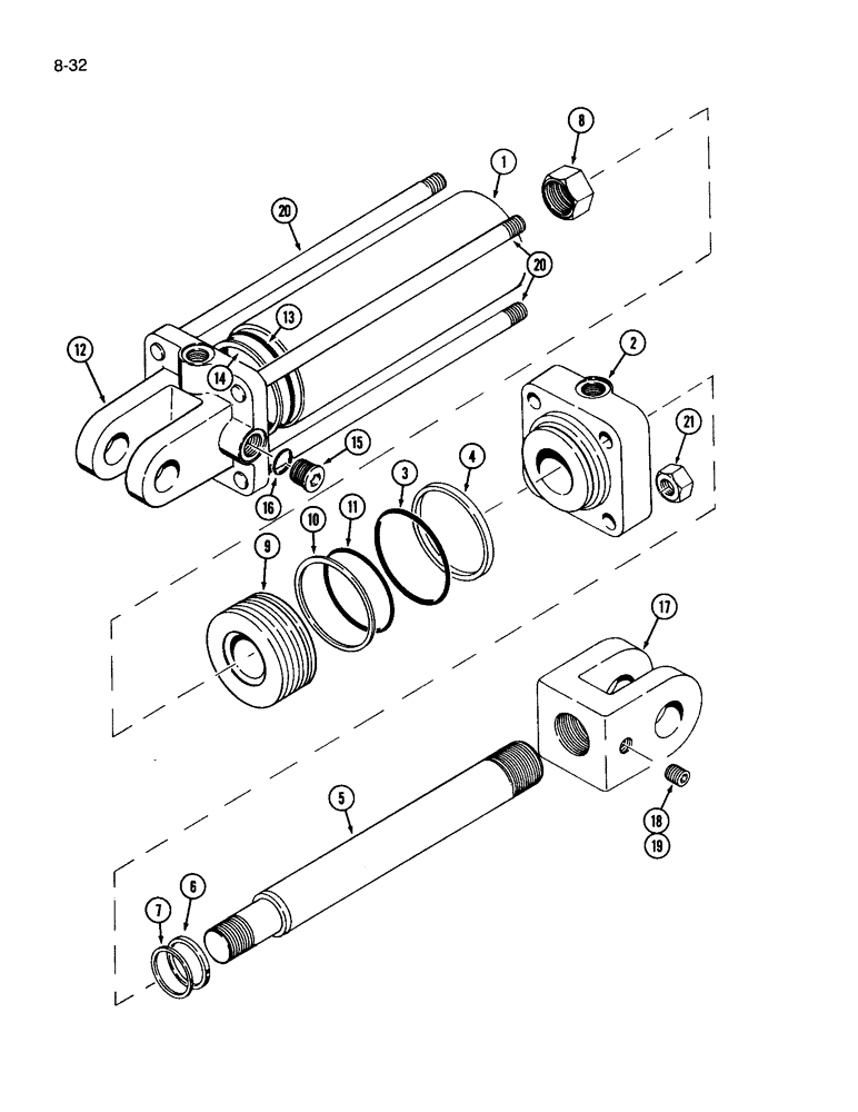 Схема запчастей Case IH 365 - (8-32) - HYDRAULIC CYLINDER, 3-1/2 ID X 8 INCH STROKE (08) - HYDRAULICS