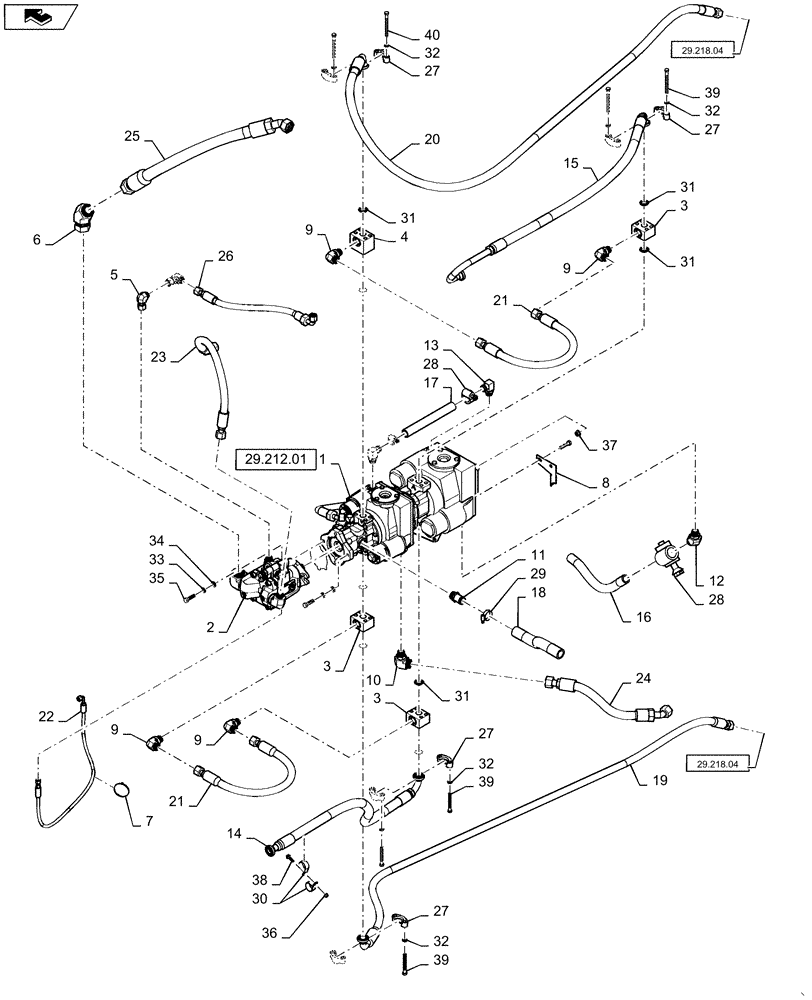 Схема запчастей Case IH 635 - (29.218.01[01]) - HYDROSTATIC PUMP WITH AUXILIARY PUMP (29) - HYDROSTATIC DRIVE