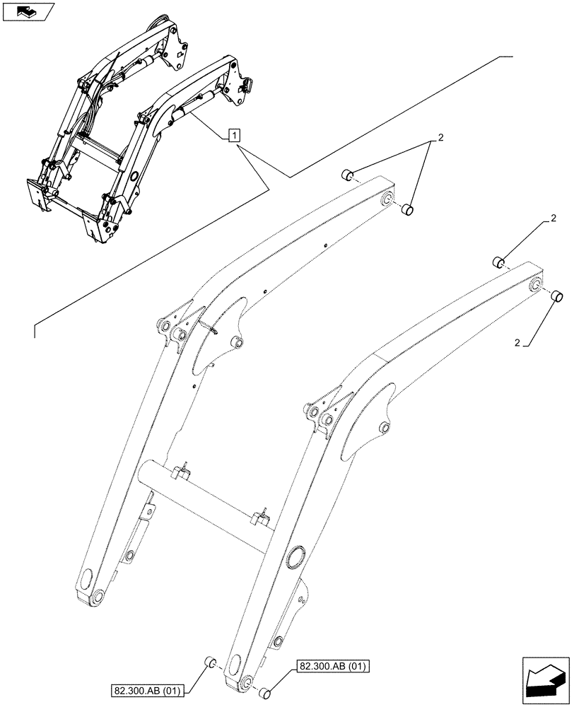 Схема запчастей Case IH FARMALL 115C - (82.100.AA[01]) - VAR - 333489 - LOADER ARM, BUSHING (82) - FRONT LOADER & BUCKET