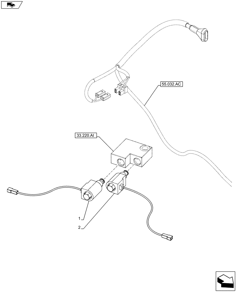 Схема запчастей Case IH FARMALL 95C - (55.032.AD) - VAR - 743517 - TRAILER BRAKE VALVE, SOLENOID SWITCH (55) - ELECTRICAL SYSTEMS