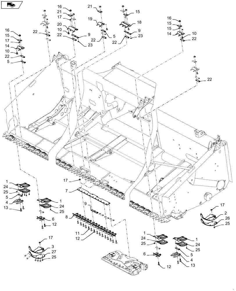 Схема запчастей Case IH 3162 - (58.110.05[02]) - CUTTERBAR, STUB GUARD (58) - ATTACHMENTS/HEADERS