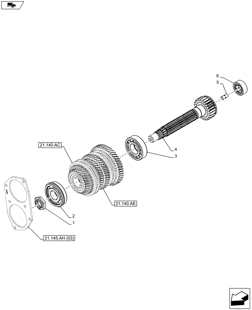 Схема запчастей Case IH FARMALL 105C - (21.145.AB[03]) - VAR - 744762, 744763 - TRANSMISSION, DRIVE SHAFT (21) - TRANSMISSION