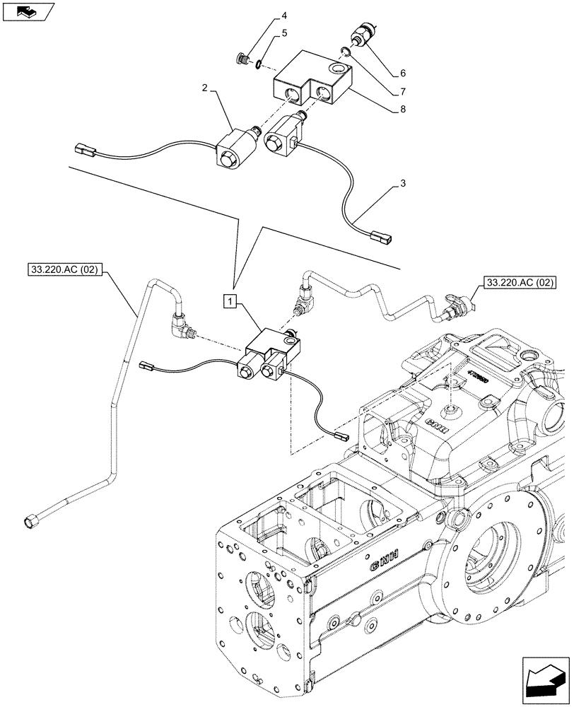 Схема запчастей Case IH FARMALL 105C - (33.220.AI) - VAR - 743517 - TRAILER BRAKE VALVE, SOLENOID VALVE (33) - BRAKES & CONTROLS