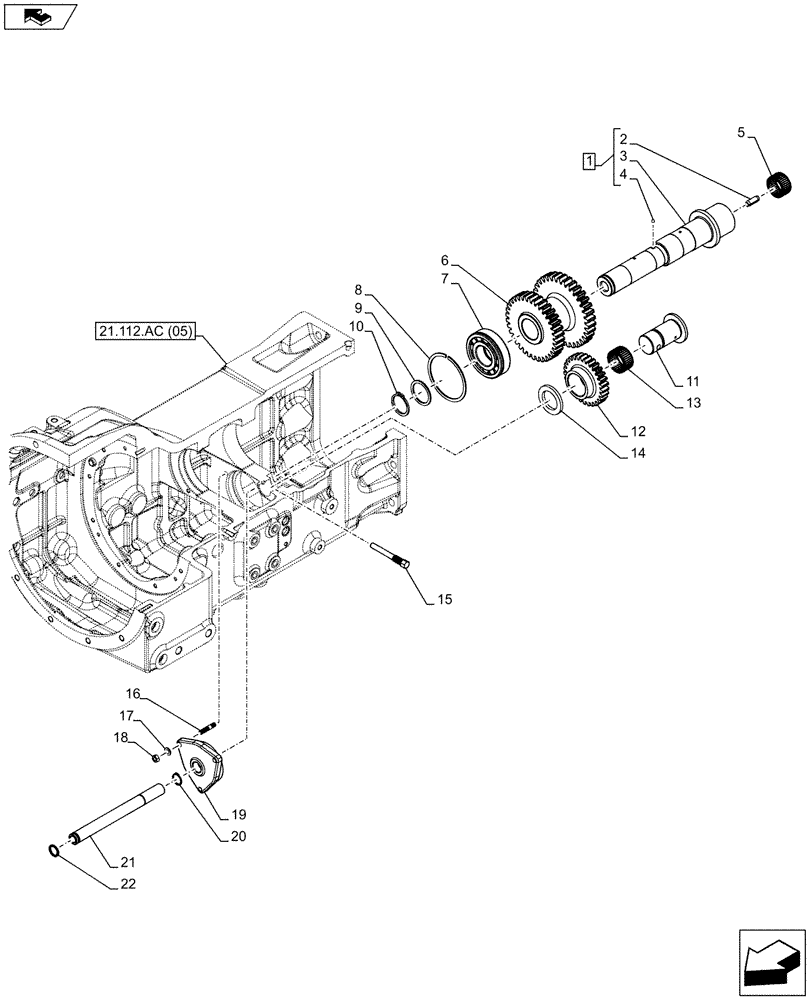 Схема запчастей Case IH FARMALL 115C - (21.162.AF[04]) - VAR - 744763 - REVERSER, GEARS & SHAFT (21) - TRANSMISSION