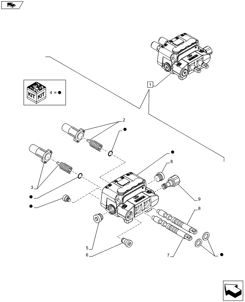 Схема запчастей Case IH FARMALL 95C - (35.204.BS[02]) - VAR - 336125, 338125 - MID MOUNT VALVE KIT, COMPONENTS (35) - HYDRAULIC SYSTEMS