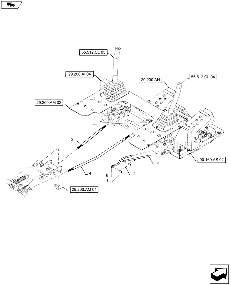 Схема запчастей Case IH SR175 - (29.200.AI[03]) - FOOT CONTROLS MOUNTING ASSEMBLY (29) - HYDROSTATIC DRIVE