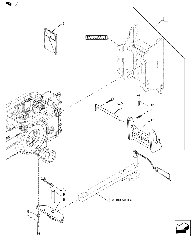 Схема запчастей Case IH FARMALL 105U - (88.037.AA[04]) - DIA KIT - SWINGING DRAWBAR - ISO (88) - ACCESSORIES