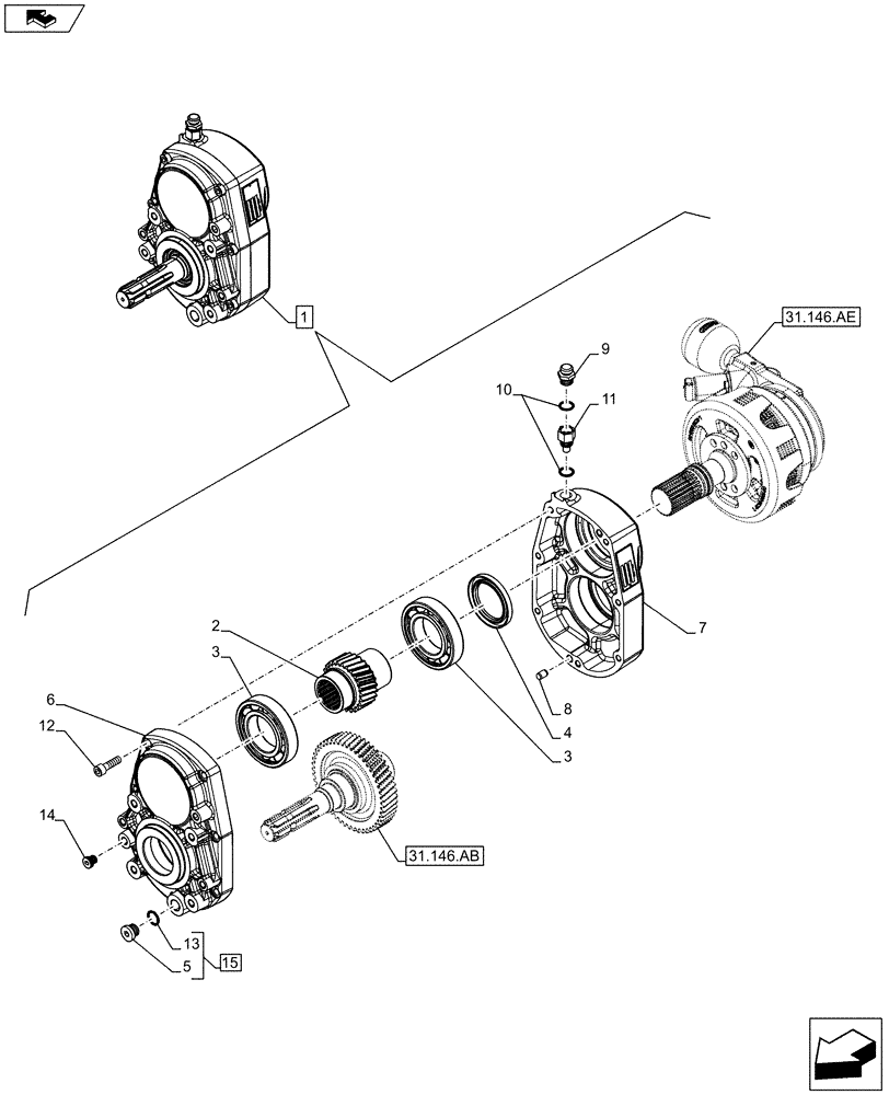 Схема запчастей Case IH FARMALL 105C - (31.146.AC) - VAR - 332789 - FRONT, PTO, ASSY, HOUSING (31) - IMPLEMENT POWER TAKE OFF