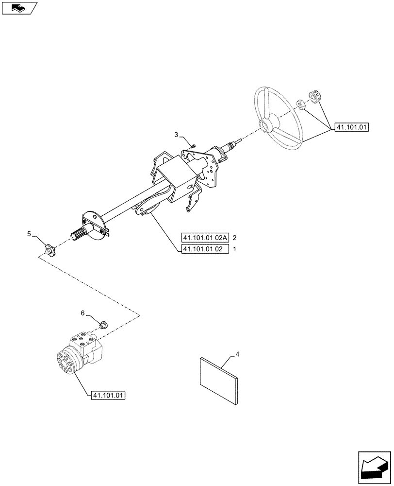 Схема запчастей Case IH PUMA 130 - (41.101.06) - VAR - 330077, 331077, 338631 - STANDARD STEERING - STEERING COLUMN (41) - STEERING