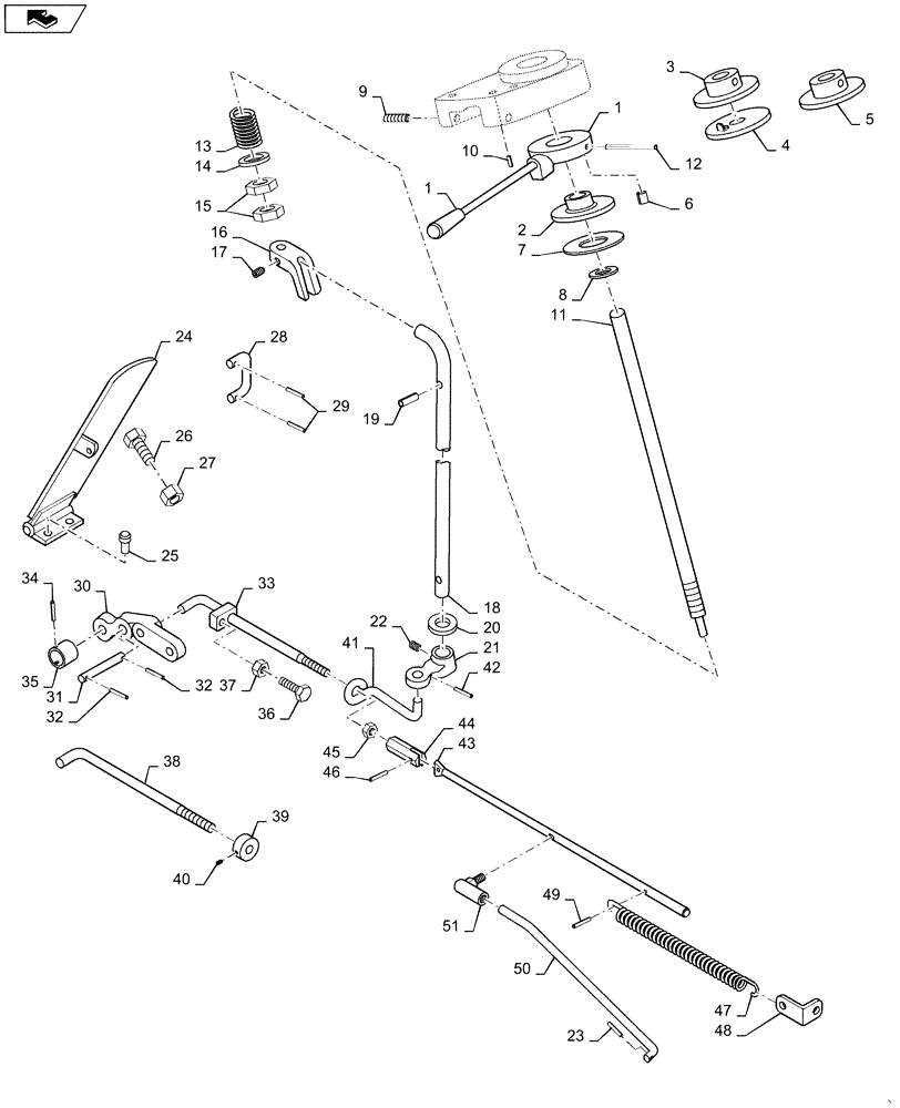 Схема запчастей Case IH 1030 - (024) - THROTTLE LINKAGE (03) - FUEL SYSTEM