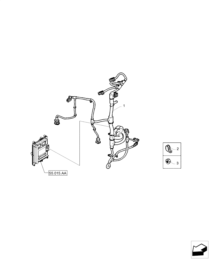 Схема запчастей Case IH F4HE0484D B101 - (55.015.AB) - HARNESS (55) - ELECTRICAL SYSTEMS