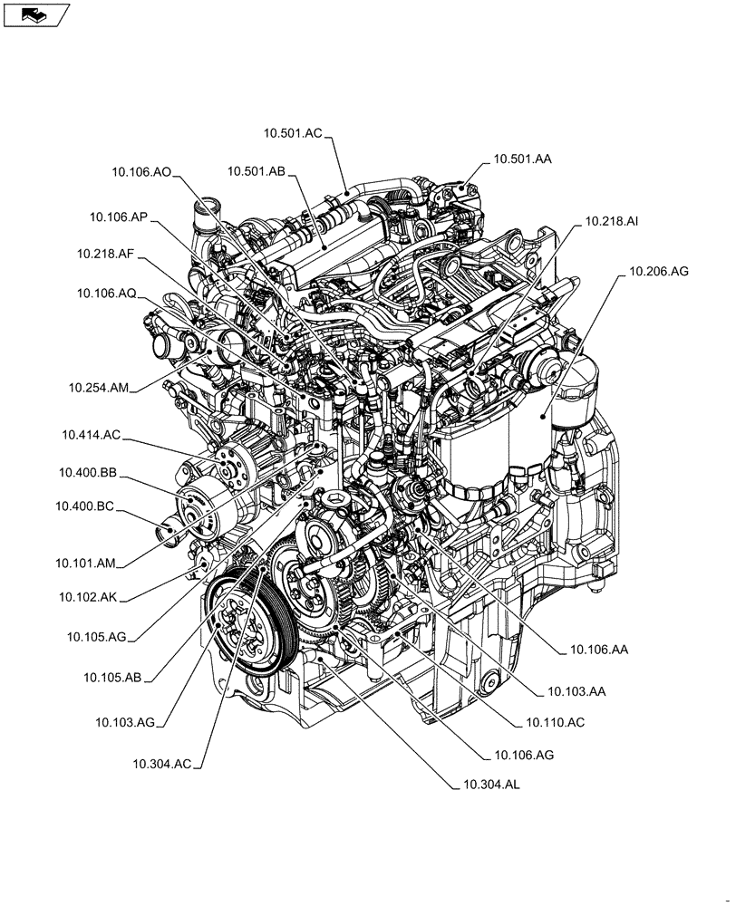 Схема запчастей Case IH F5DFL413H A009 - (00.000.10[01]) - PICTORIAL INDEX - ENGINE (00) - GENERAL & PICTORIAL INDEX
