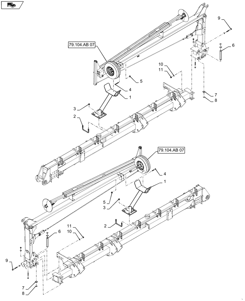 Схема запчастей Case IH 1255 - (79.104.AA[01]) - MARKER MOUNTING FOR 24 ROW (79) - PLANTING