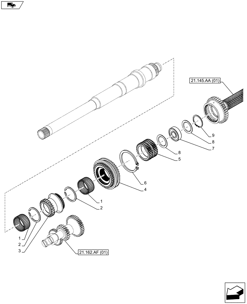 Схема запчастей Case IH FARMALL 85C - (21.162.AJ[01]) - TRANSMISSION, REVERSER (21) - TRANSMISSION