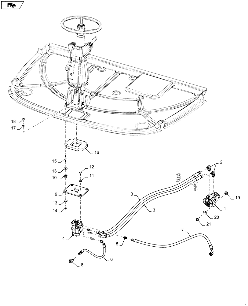 Схема запчастей Case IH WD1903 - (41.200.AE) - STEERING ASSY, GEARBOX, MOTOR (41) - STEERING