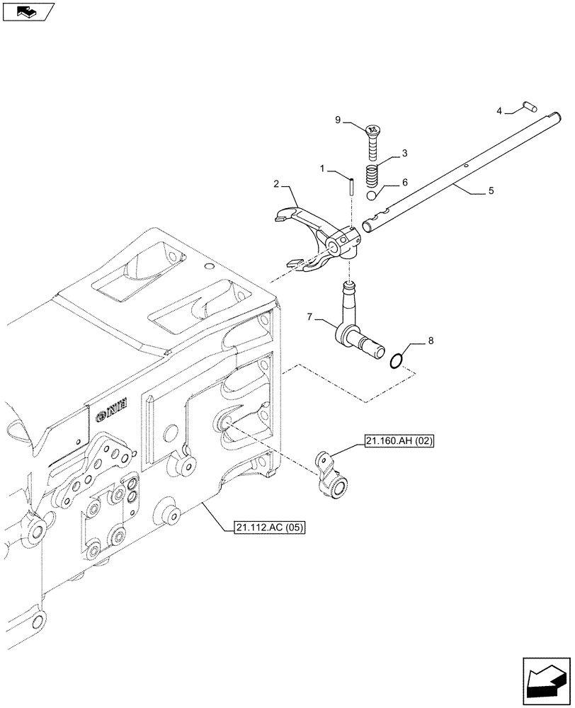 Схема запчастей Case IH FARMALL 95C - (21.160.AK[02]) - VAR - 744763 - CREEPER , SHIFTER FORK (20X12) (21) - TRANSMISSION