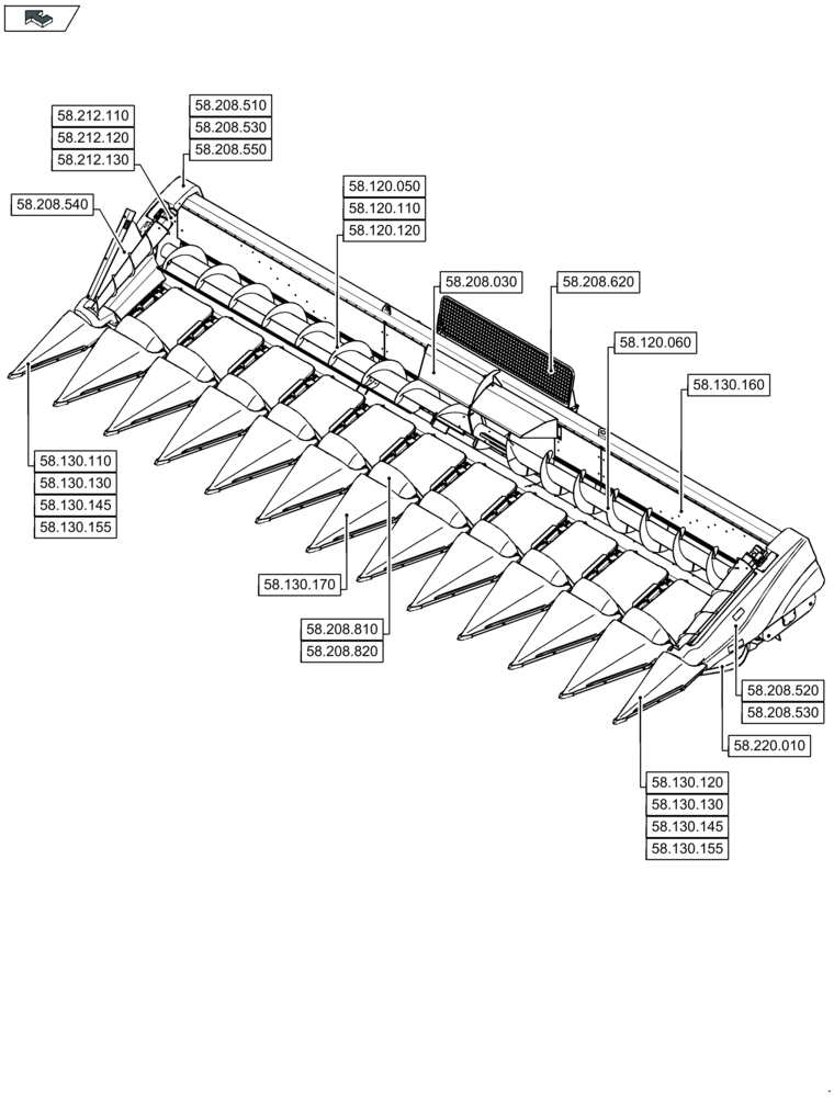 Схема запчастей Case IH 2612XR - (58.000.00[06]) - SECTION INDEX - ATTACHMENTS/HEADERS (58) - ATTACHMENTS/HEADERS