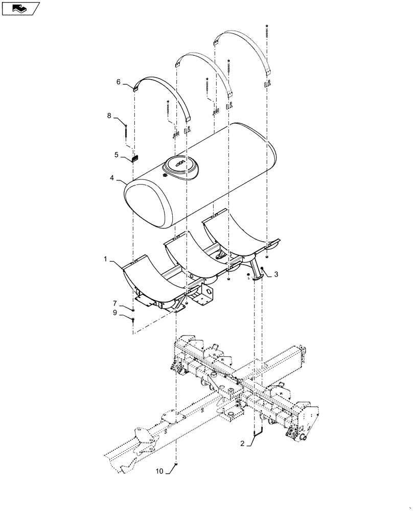 Схема запчастей Case IH 1255 - (63.100.AF[01]) - LIQUID FERTILIZER TANK AND FRAME FOR 24 ROW (63) - CHEMICAL APPLICATORS