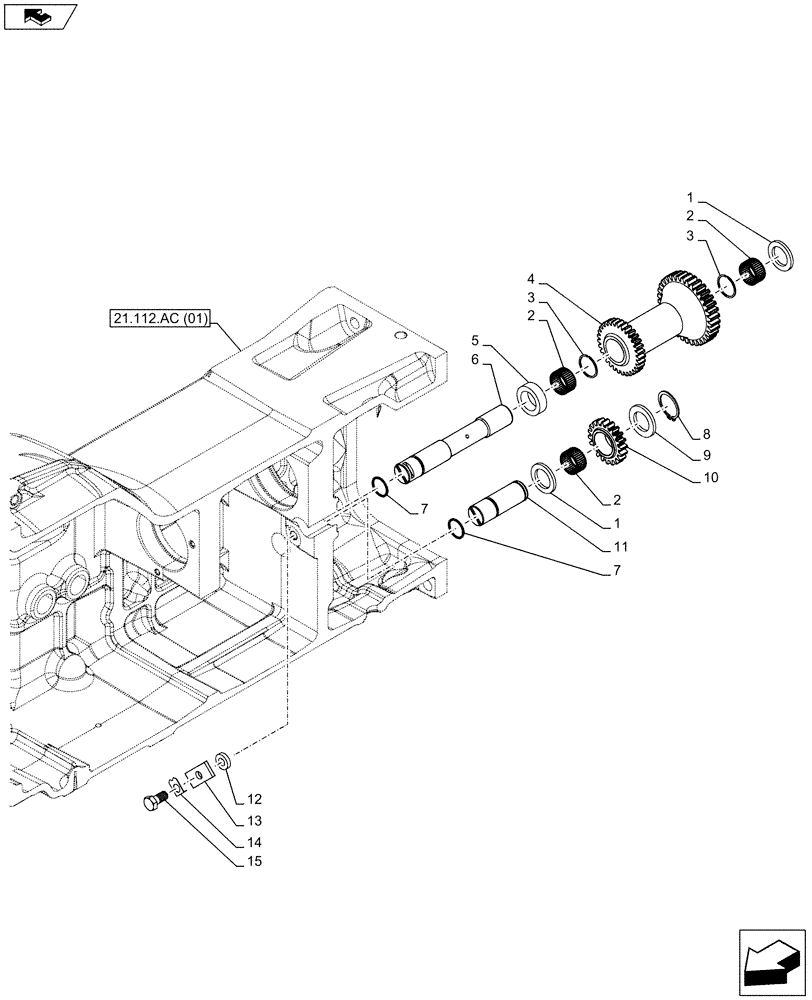 Схема запчастей Case IH FARMALL 105C - (21.162.AF[01]) - REVERSER, GEARS & SHAFT (21) - TRANSMISSION