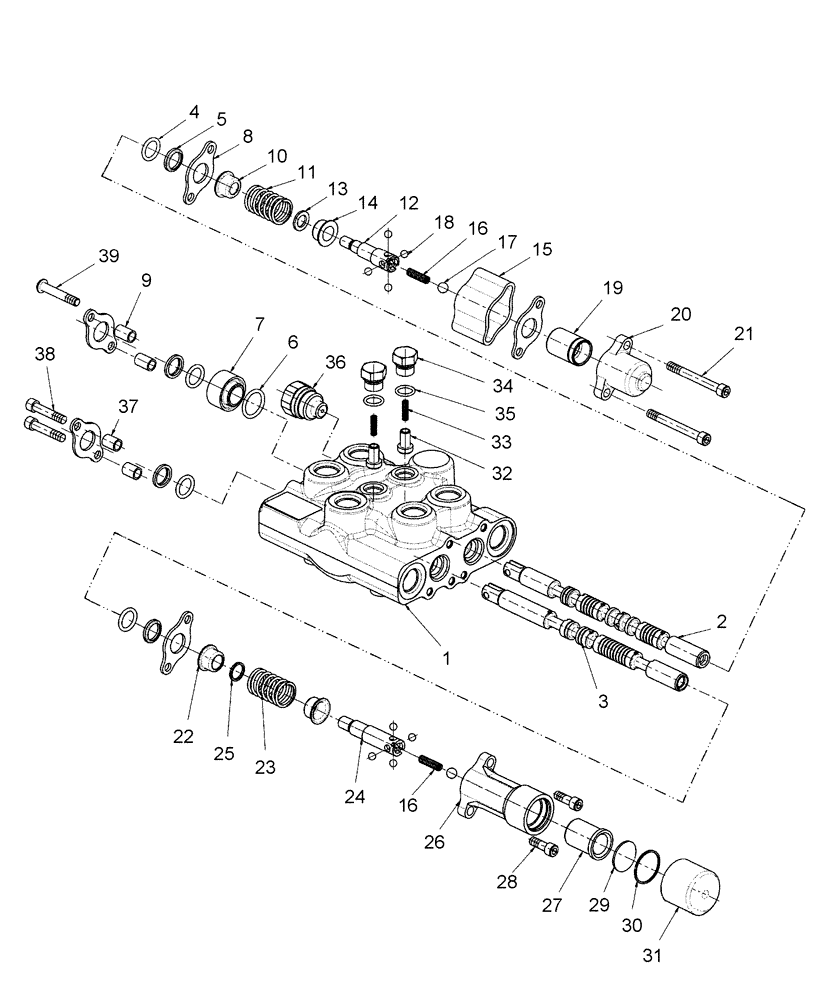 Схема запчастей Case IH DX21 - (07.10) - TWO-SPOOL REMOTE CONTROL VALVE ASSEMBLY (07) - HYDRAULIC SYSTEM