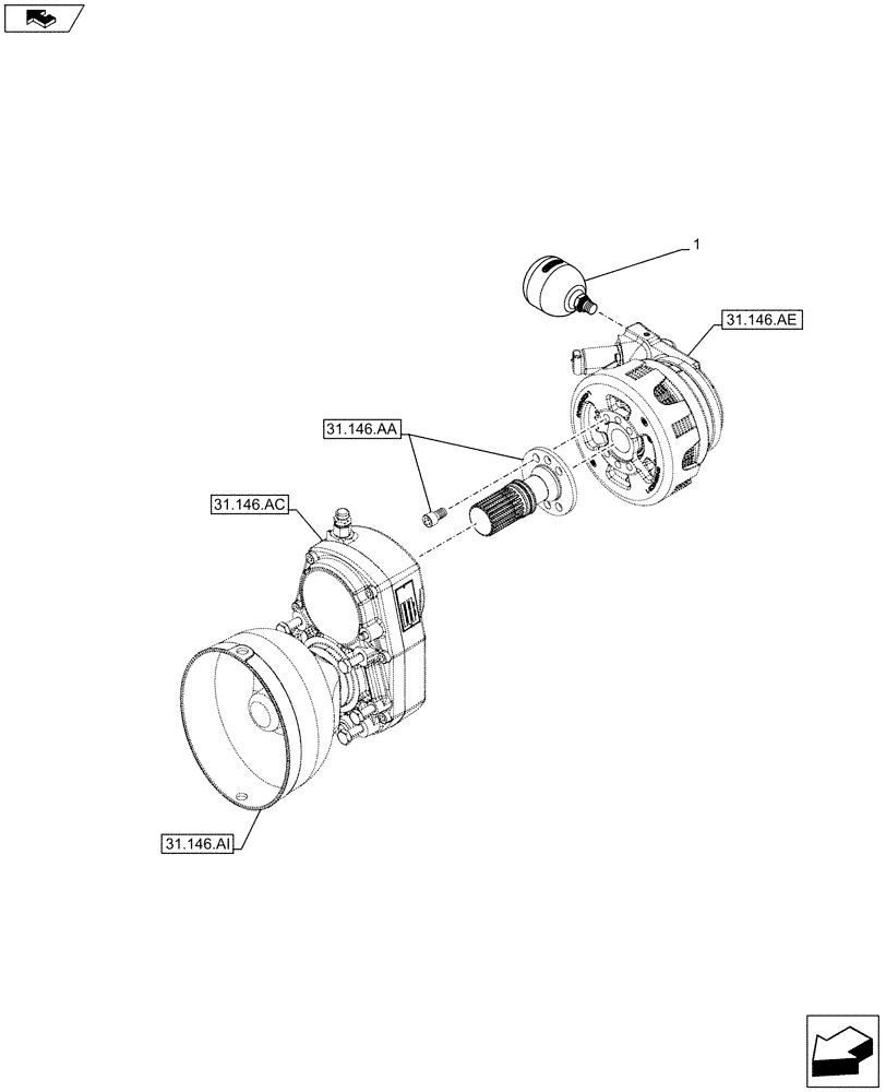 Схема запчастей Case IH FARMALL 105C - (31.142.AA) - VAR - 332789 - FRONT, PTO, ASSY, ACTUATOR (31) - IMPLEMENT POWER TAKE OFF