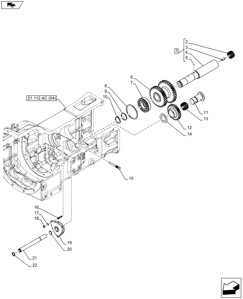 Схема запчастей Case IH FARMALL 105C - (21.162.AF[03]) - VAR - 744762 - REVERSER, GEARS & SHAFT (21) - TRANSMISSION