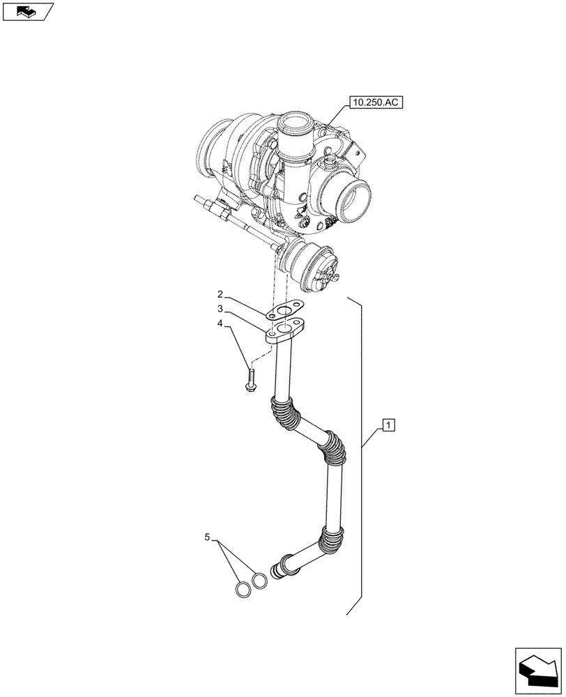 Схема запчастей Case IH F5DFL413H A009 - (10.250.AE) - TURBOCHARGER, RETURN LINE (10) - ENGINE