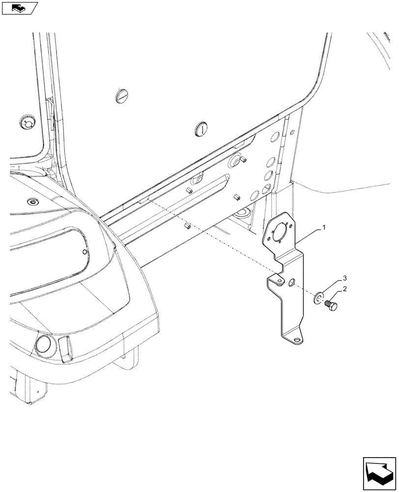 Схема запчастей Case IH FARMALL 105U - (55.510.BM[13]) - STD + VAR - 390960 - AUXILIARY POWER OUTLET, REAR, BRACKET - NA (55) - ELECTRICAL SYSTEMS