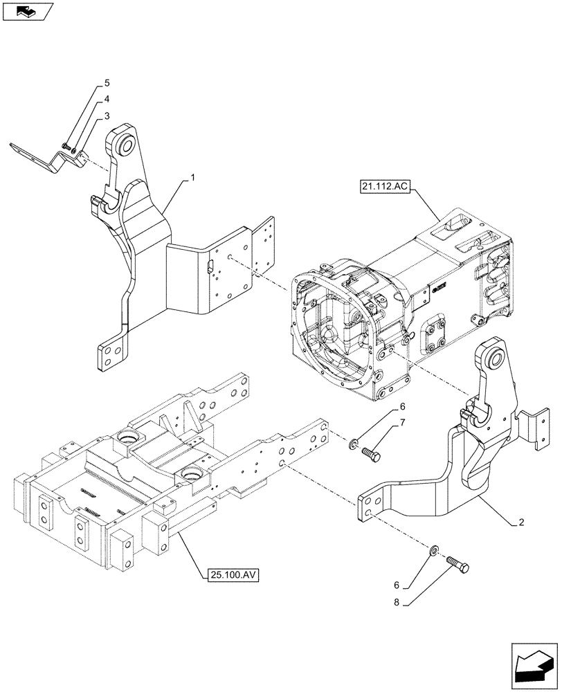 Схема запчастей Case IH FARMALL 105C - (82.100.AK[03]) - VAR. 334490, 335490, 336490, 337490, 338498 - SIDE MEMBER, LOADER ARM (HEAVY) (82) - FRONT LOADER & BUCKET