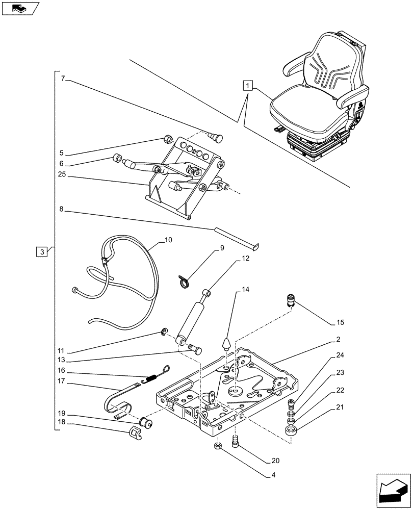 Схема запчастей Case IH FARMALL 65C - (90.124.0101[06]) - DRIVER SEAT, W/ CAB (VAR.332850) - END YR 25-JUL-2013 (90) - PLATFORM, CAB, BODYWORK AND DECALS