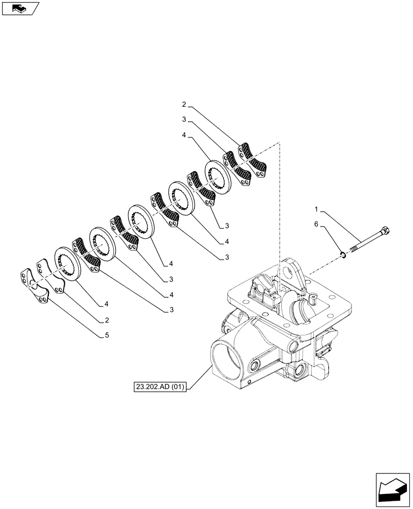 Схема запчастей Case IH FARMALL 105C - (33.110.AV[01]) - PARKING BRAKE, DISC (33) - BRAKES & CONTROLS