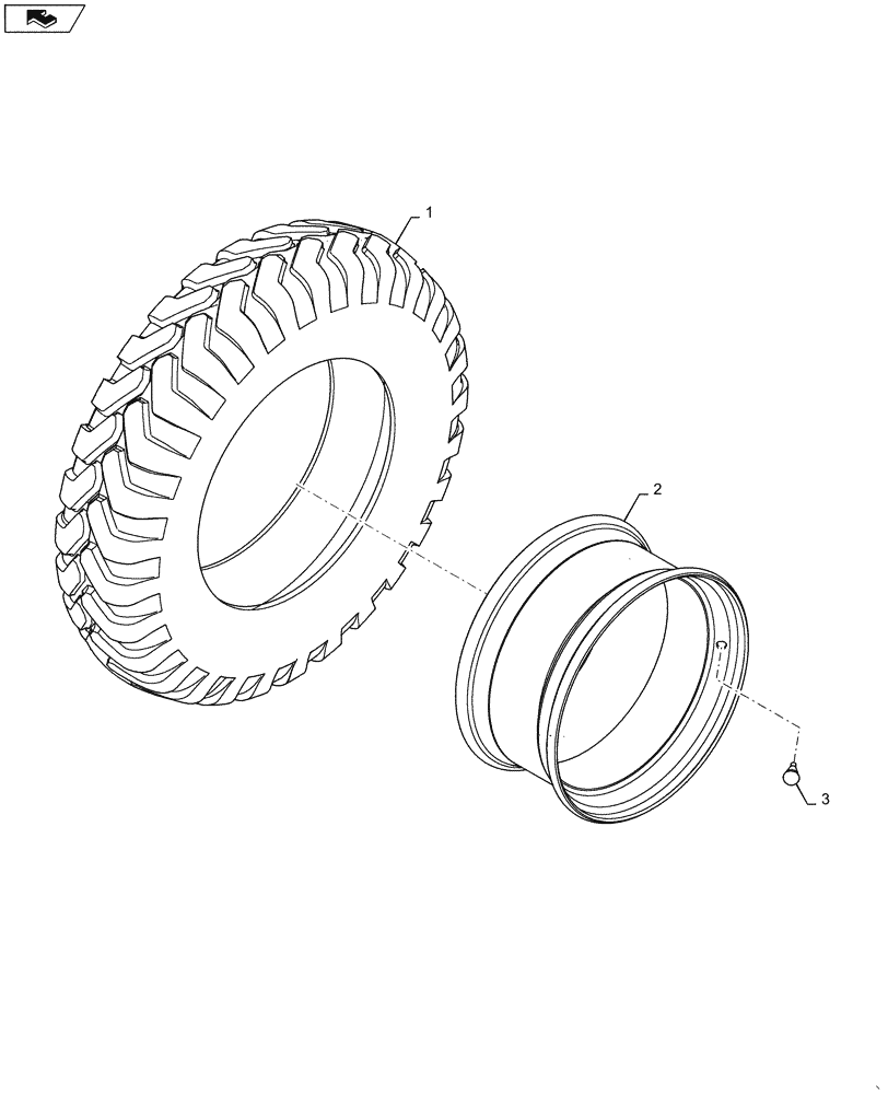 Схема запчастей Case IH WD2303 - (44.511.AE[06]) - WHEEL, 21LX28 14 PR (R4) LUG TREAD TIRES (44) - WHEELS