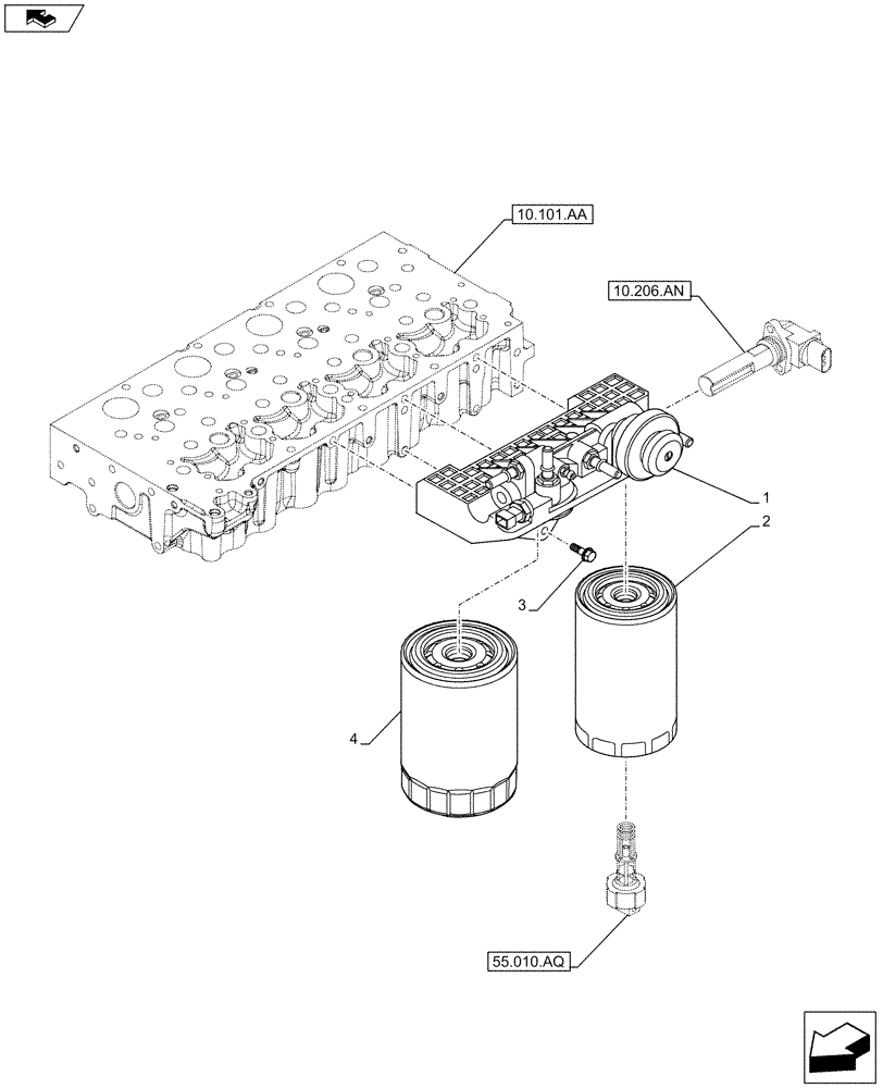 Схема запчастей Case IH F5DFL413H A009 - (10.206.AG) - FUEL FILTER (10) - ENGINE