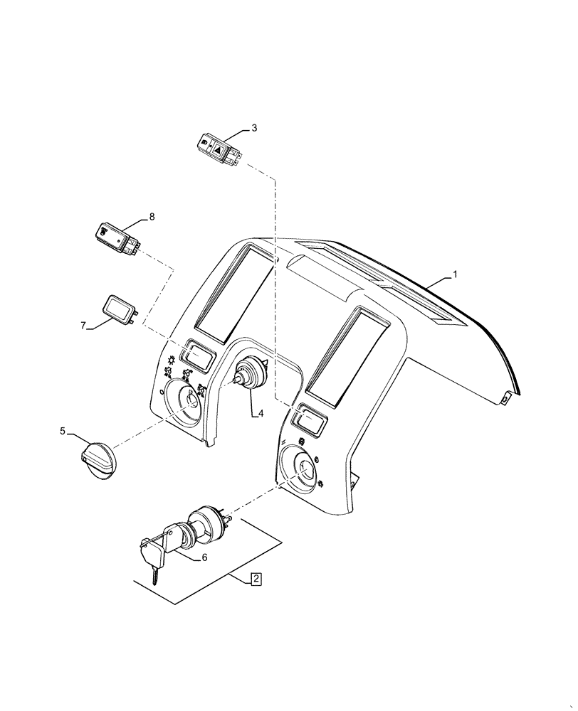 Схема запчастей Case IH MAGNUM 180 - (55.201.AH) - CONTROLS, FRONT CONSOLE (55) - ELECTRICAL SYSTEMS