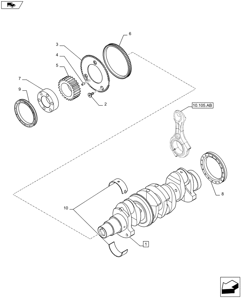 Схема запчастей Case IH F5DFL413H A009 - (10.103.AA) - CRANKSHAFT (10) - ENGINE