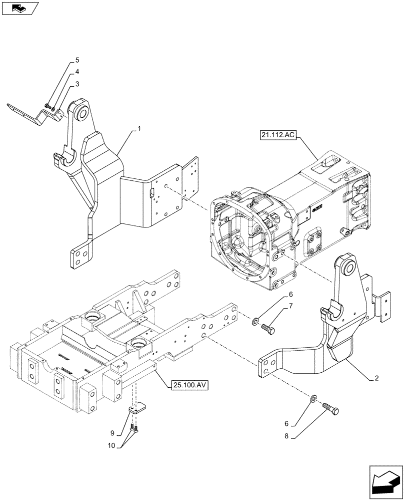 Схема запчастей Case IH FARMALL 115C - (82.100.AK[02]) - VAR - 330489, 333489, 334489, 335489, 339489 - SIDE MEMBER, LOADER ARM (LIGHT) (82) - FRONT LOADER & BUCKET