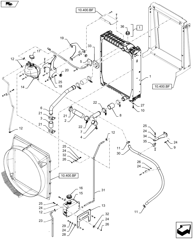 Схема запчастей Case IH 2240 - (10.400.BE[01]) - RADIATOR & RELATED PARTS (10) - ENGINE