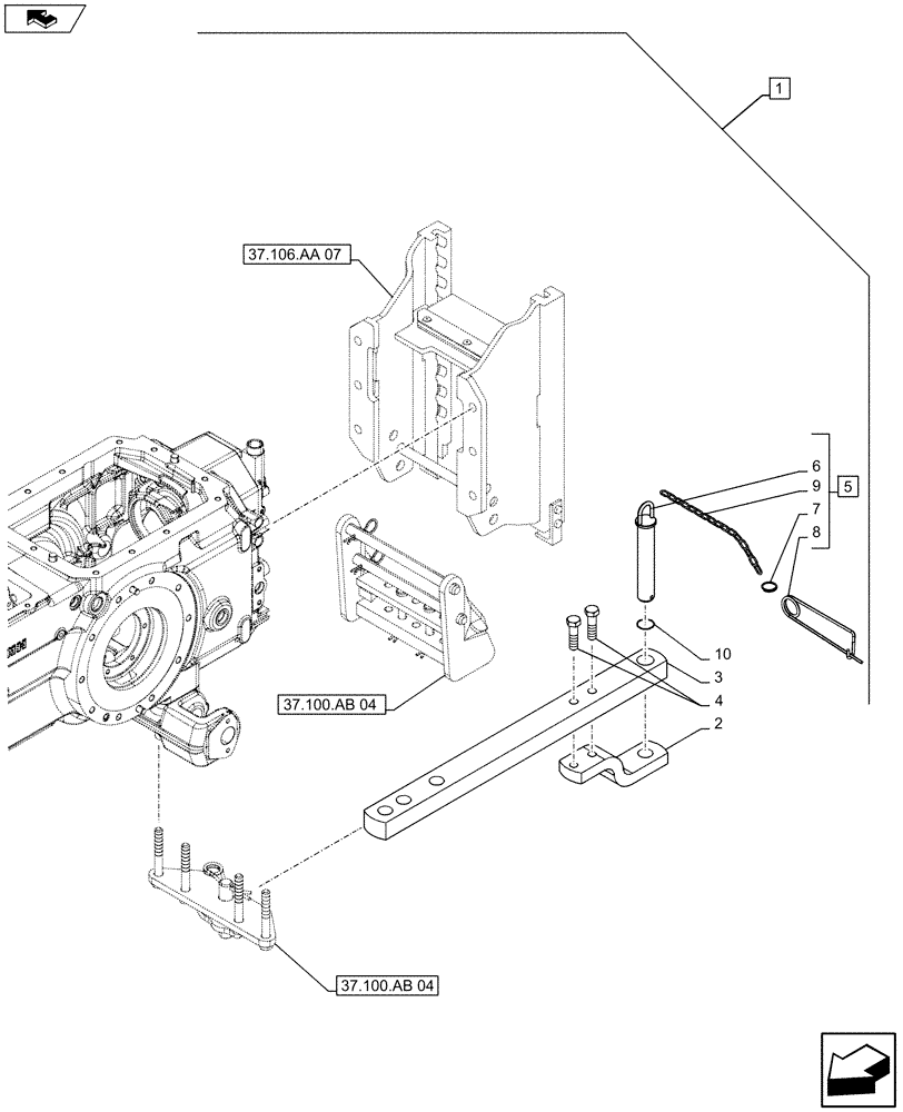 Схема запчастей Case IH FARMALL 115U - (88.037.AA[05]) - DIA KIT - SWINGING DRAWBAR - ISO (88) - ACCESSORIES