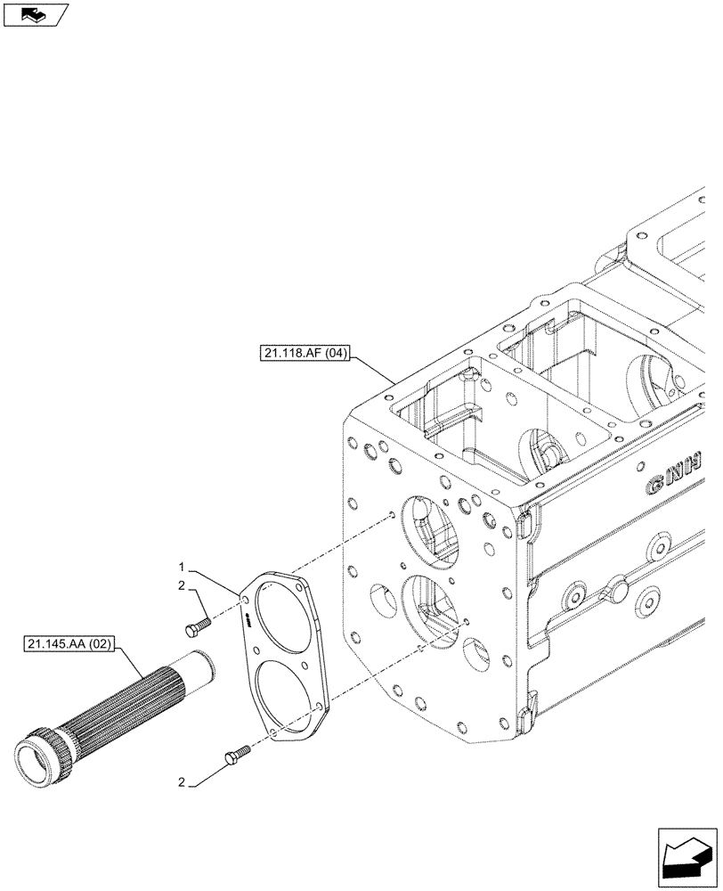 Схема запчастей Case IH FARMALL 85C - (21.145.AH[02]) - VAR - 744761 - TRANSMISSION, COVERS (21) - TRANSMISSION